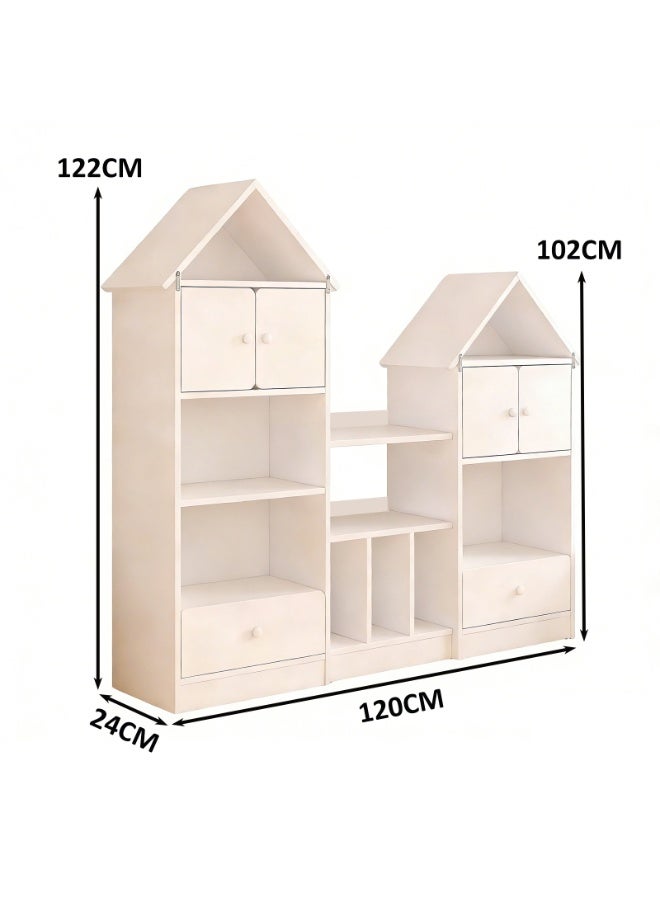 YY-ريشير خزانة كتب للأطفال مع أدراج، خزانة كتب على شكل منزل مع خزانة مقاومة للغبار لأثاث غرفة نوم الأطفال - Image 4